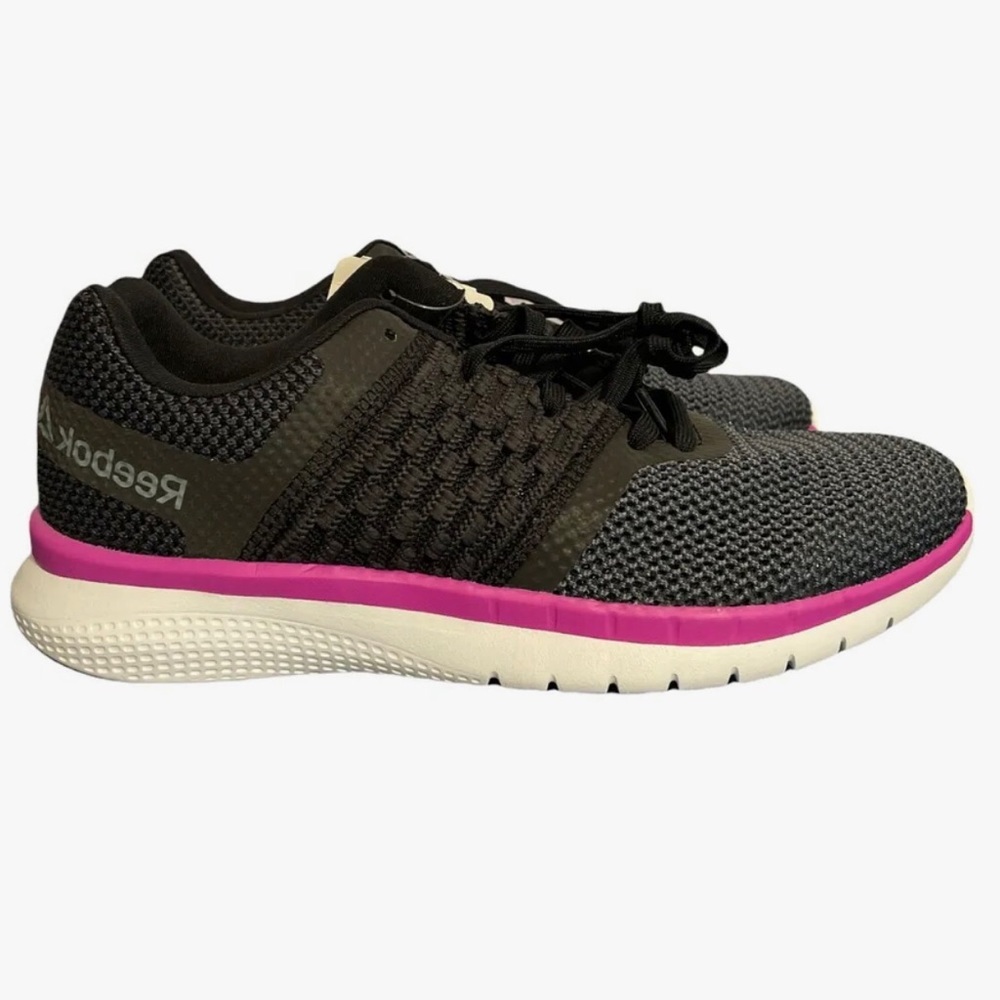 Reebok PT Prime Runner Shoes Sneakers Lightweight Mesh Knit Black Pink White 6